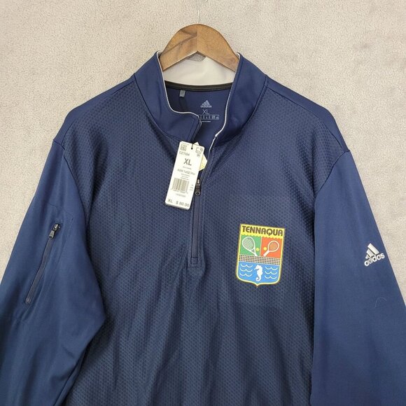 NWT Adidas UPF 50 Mens XL Navy Golf Sweatshirt Mock Pullover JCT - Picture 8 of 10